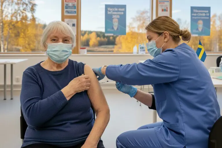 Kvinna blir vaccinerad